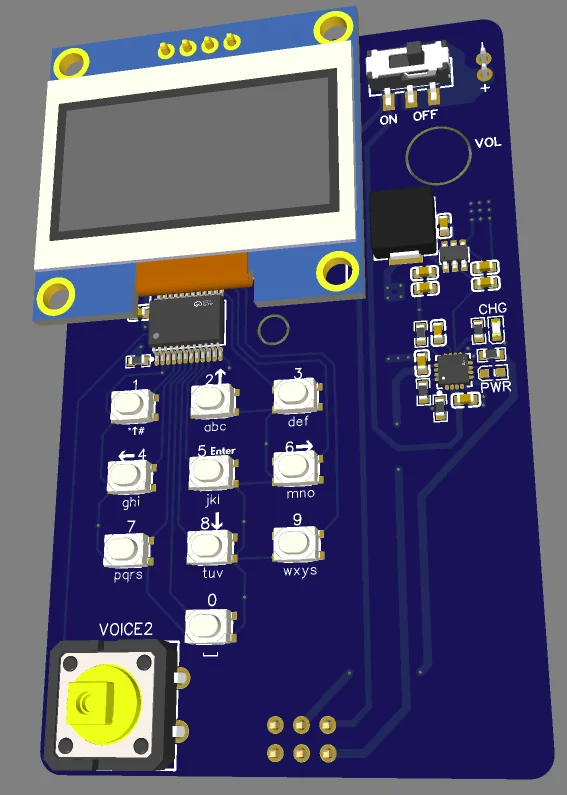 3D render of the front of the PCB